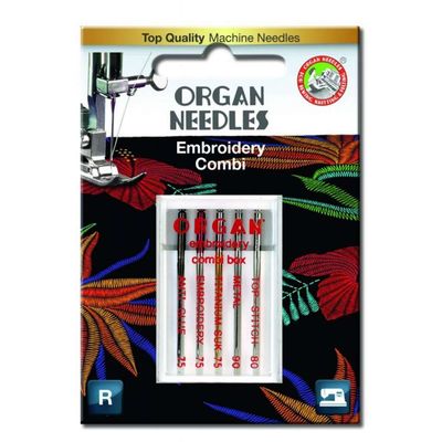 Organ nål Embroidery Combi box 5pk broderi