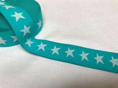 Elastikk med stjerne, 30mm, Turkis