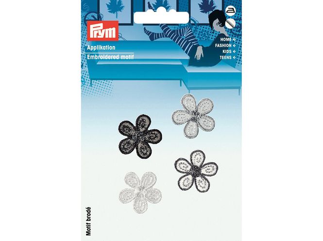 Hovedbilde Prym Strykemerke - Blomster sort/lys 926535
