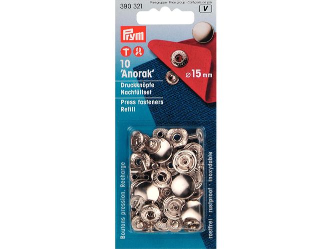 Hovedbilde Prym - Refill Anorak Trykknapper 15mm Sølv 390321