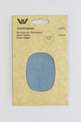 Jeanslapper, Oval 9x11,5cm, 2stk. Lys denim, 31239003-0523