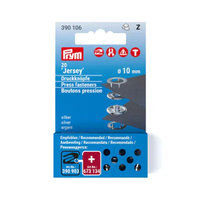 Prym - Refill, Jersey Trykknapper, 10mm, Ring, Sølv, 390106