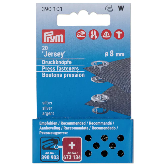 Hovedbilde Prym Trykknapper Jersey 8mm 20stk Sølv 390101