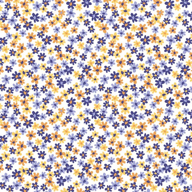 Hovedbilde Bomullspoplin, printed flowers, lavender