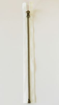 Cose glidelås hvit 30cm 6mm ant.messing 4268-30-0501