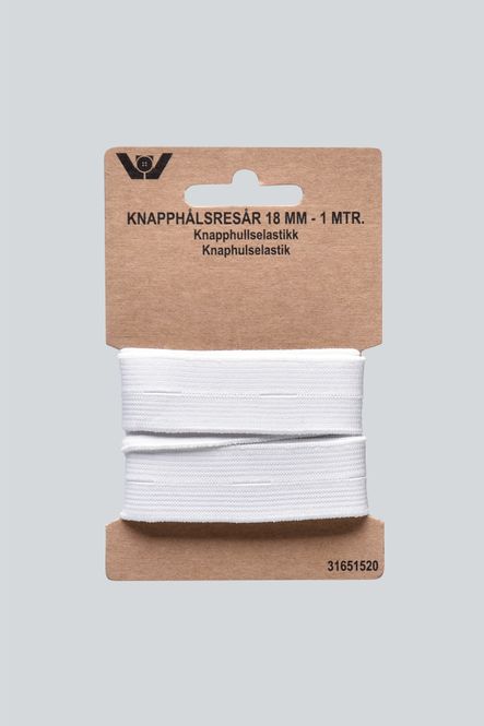 Hovedbilde Knapphullstrikk 18mm, 1m Hvit, 31651520