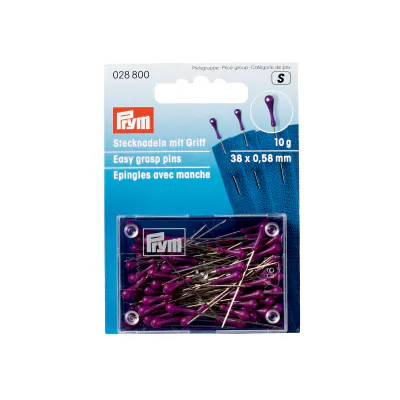 Prym Easy grasp nåler 38mm 10g - Sølv med lilla 028800