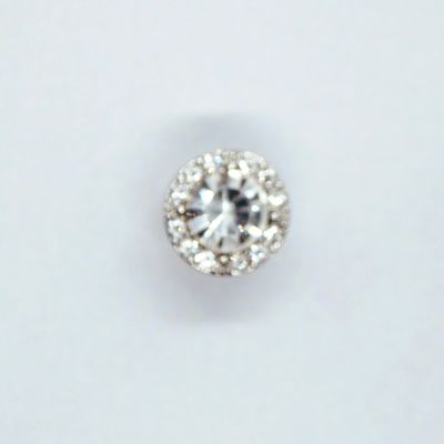 Knapp m/øye 13mm sølv/krystall 18616