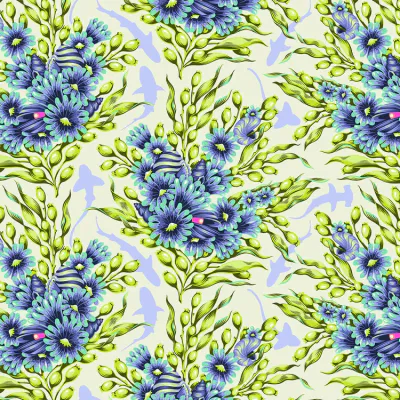 Tula Pink FLORAL REEF - PWTP267. SHADOW SHARKS